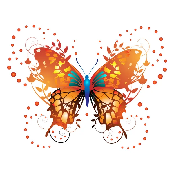 様式化された赤い蝶 — ストックベクタ