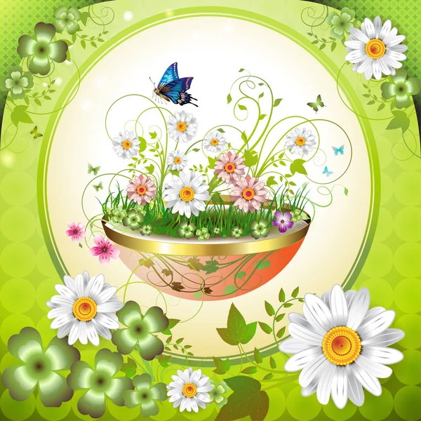 Flores no vaso de flores — Vetor de Stock