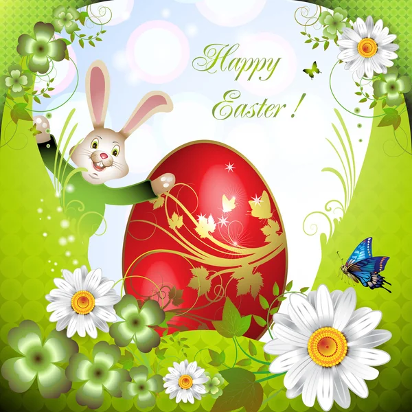 Easter card with bunny — Stock Vector