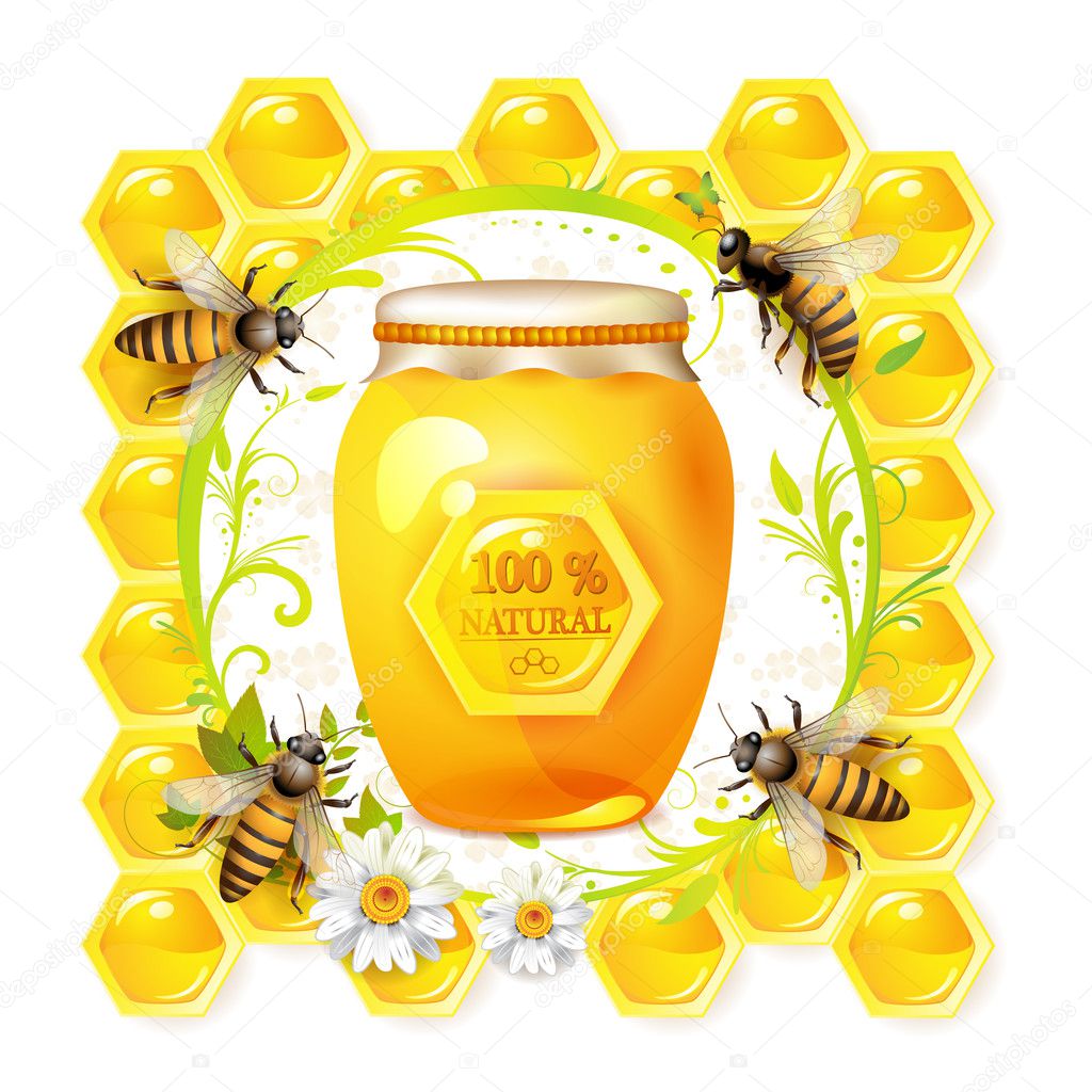 Bees with glass jar