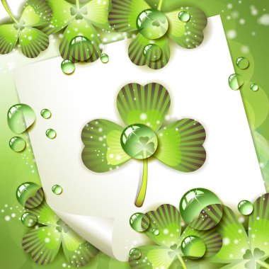 Sheet of paper and clover clipart