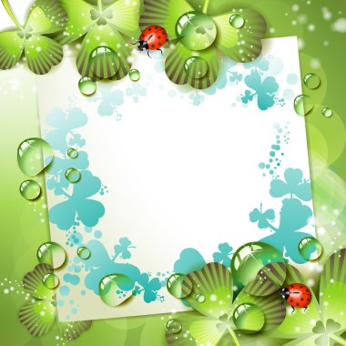 Sheet of paper and clover clipart