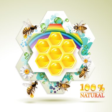 Bees and honeycombs clipart