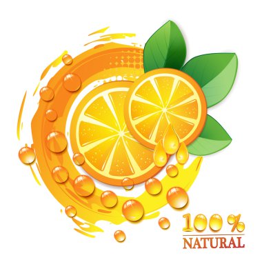 Slices orange with leaf clipart