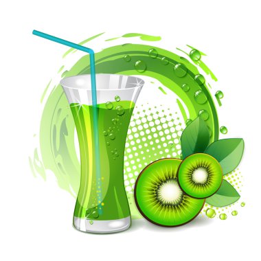 Glass of kiwi juice clipart