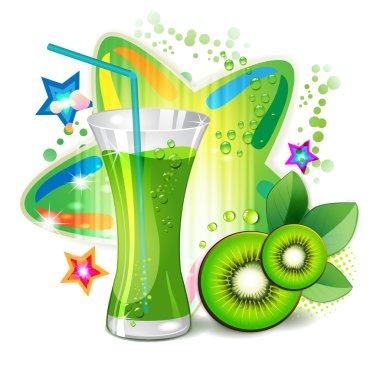 Glass of kiwi juice clipart