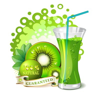 Glass of kiwi juice clipart