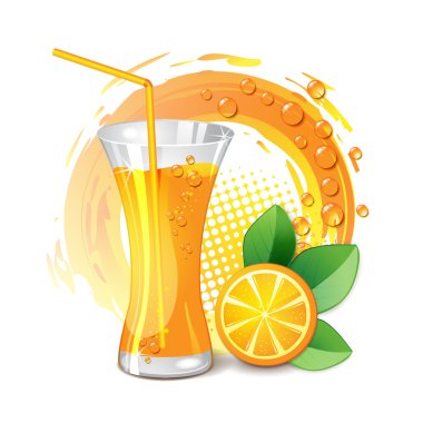 Glass of orange juice clipart