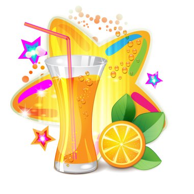 Glass of orange juice clipart