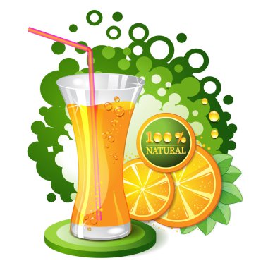 Glass of orange juice clipart