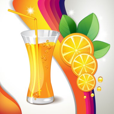 Glass of orange juice clipart