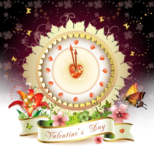 Clock design with Valentine's day theme — Stock Vector