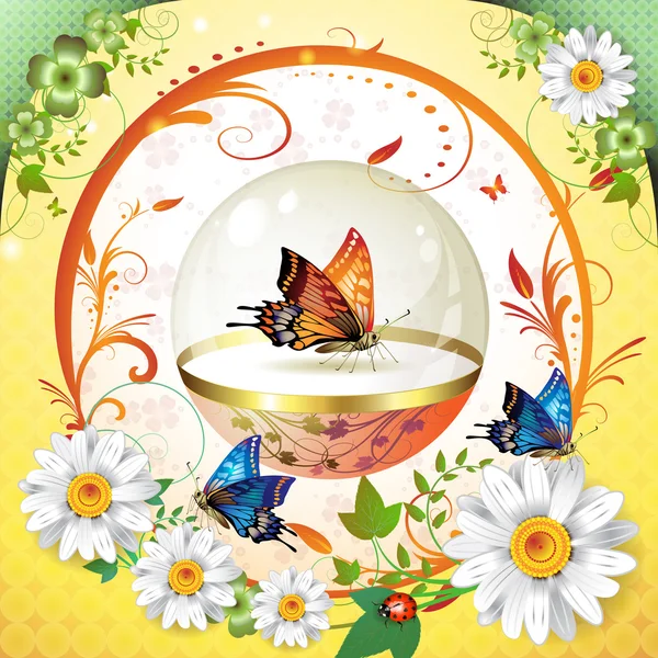 Frühlingshintergrund mit Schmetterlingen — Stockvektor