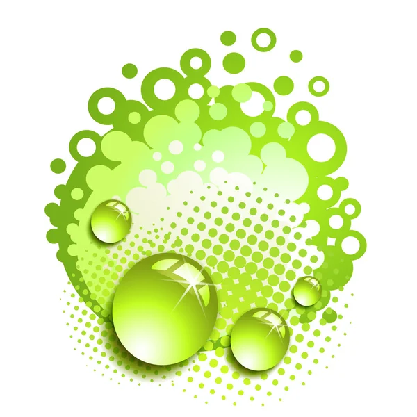 Green background with drops — Stock Vector