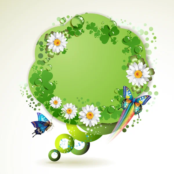 Fond vert avec des papillons — Image vectorielle
