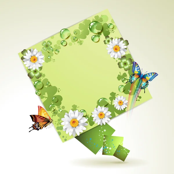 绿色背景与蝴蝶 — 图库矢量图片