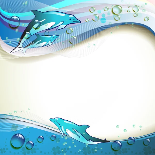 Hintergrund mit Delfinen — Stockvektor