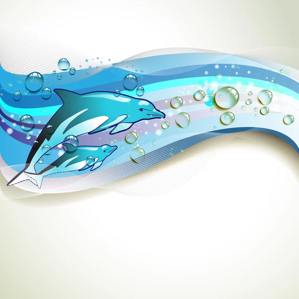 Bakgrund med delfiner — Stock vektor
