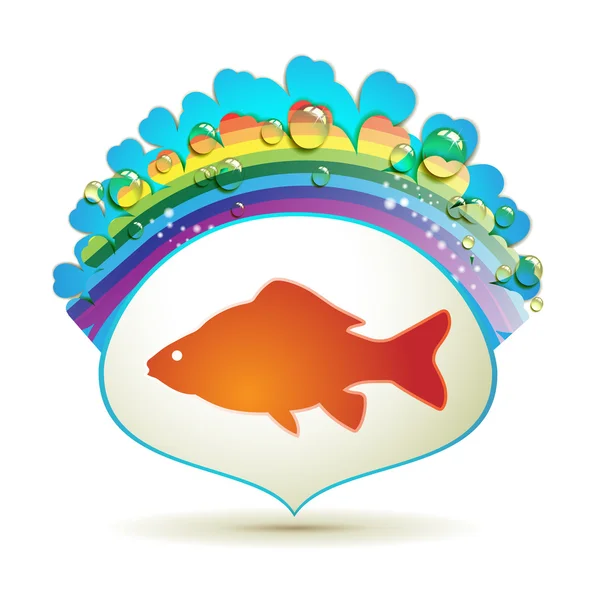 Étiquette avec poisson — Image vectorielle