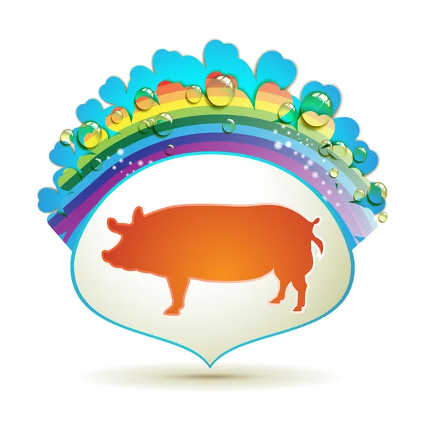 Label with pig — Stock Vector