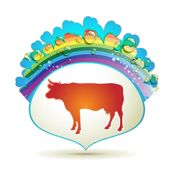 牛とラベル — ストックベクタ