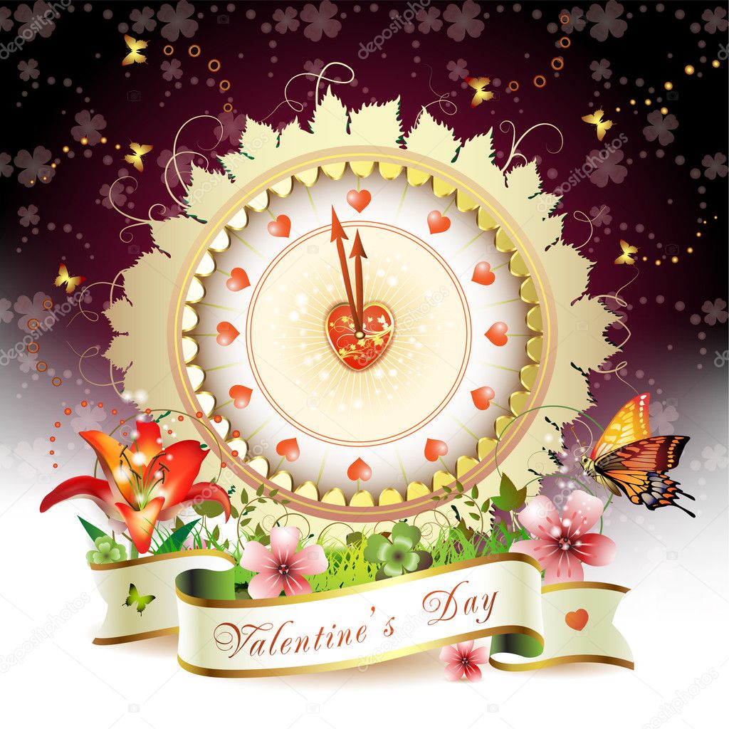 Clock design with Valentine's day theme