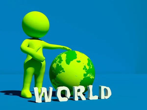 3d character with earth — Stock Photo, Image