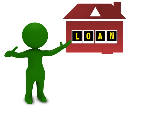 3d character with home loan — Stock Photo, Image