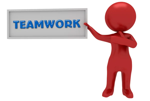 Red character with team work — Stock Photo, Image