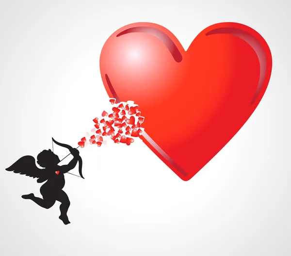 Cupid med hjärta — Stockfoto