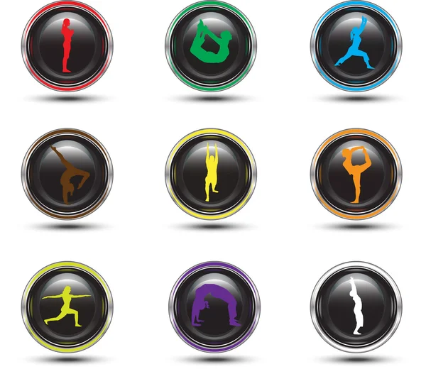 Sinal de ioga no botão circular — Fotografia de Stock