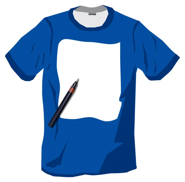 用笔纸设计蓝色 t 恤 — 图库照片
