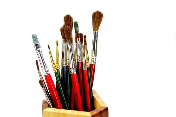 Pennelli per dipingere in supporto di legno — Foto Stock