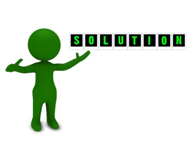 3d character showing solution clipart