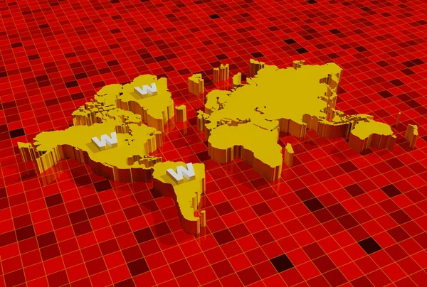 3D mapa světa s www — Stock fotografie