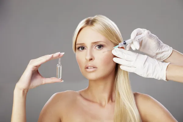 Blonde girl and botox injection 2 — Stock Photo, Image