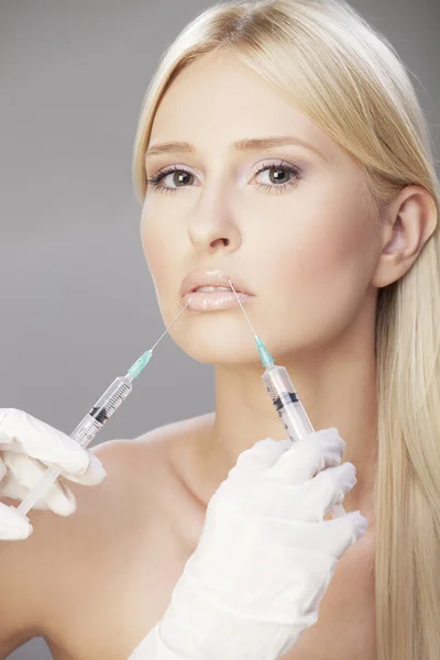 Blonde and botox injections — Stock Photo, Image