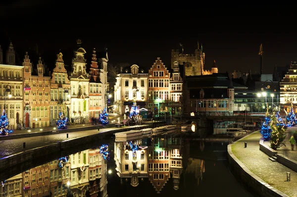 Historische centrum van Gent op kerst — Stockfoto
