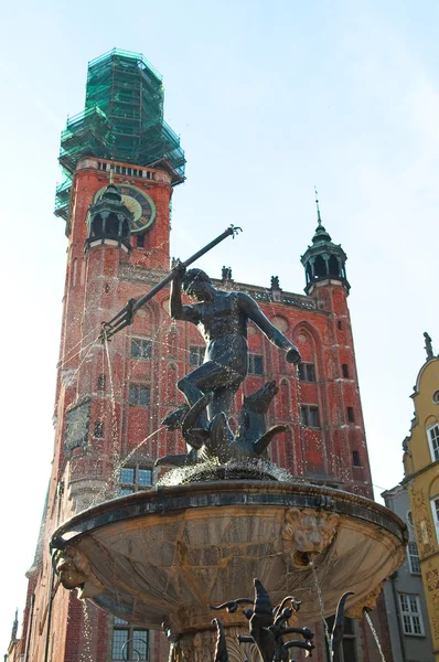 Fuente neptun en Gdansk — Foto de Stock