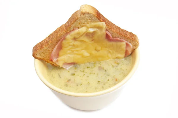 Suppe mit Toast — Stockfoto