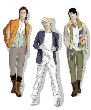 Sketch of young men clipart