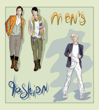 Sketch of young men clipart