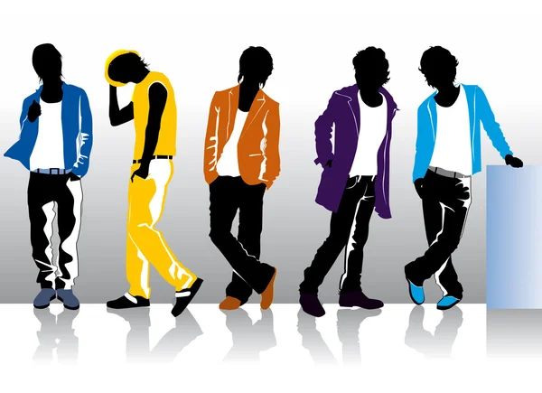 Men in colored clothes — Stock Vector