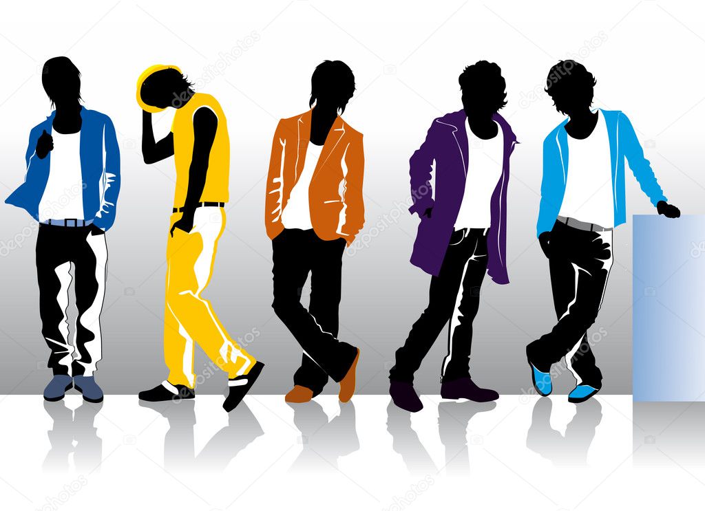 Men in colored clothes