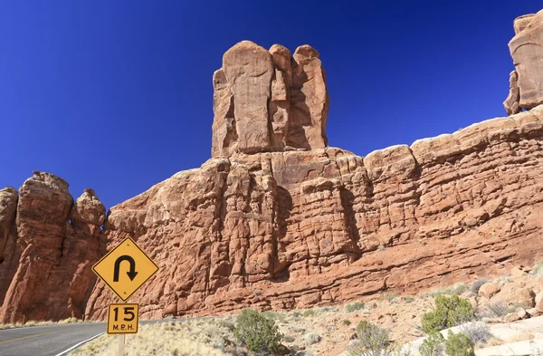 Scherpe kromme teken in arches national park — Stockfoto