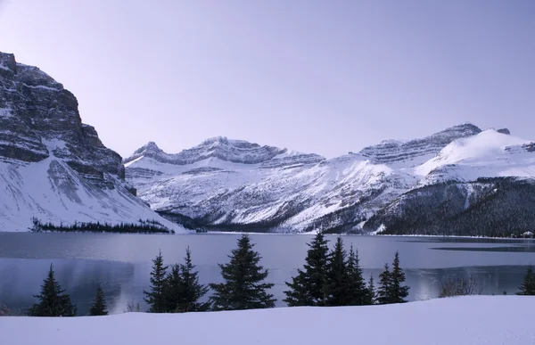 Lago ghiacciato nel Jasper Park Alberta — Foto Stock