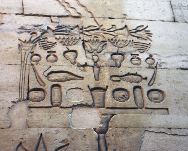 Wall of relief of food eating in Egypt clipart