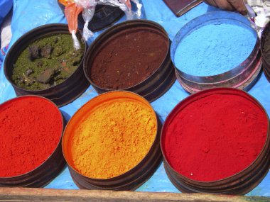Nature coloring dyes in Cuzco Peru clipart