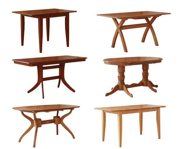 Set of various wooden tables