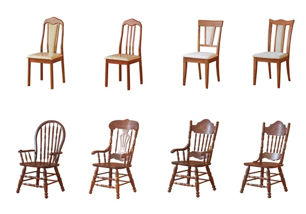 Απομονωμένες καρέκλες και πολυθρόνες σε λευκό φόντο — Φωτογραφία Αρχείου
